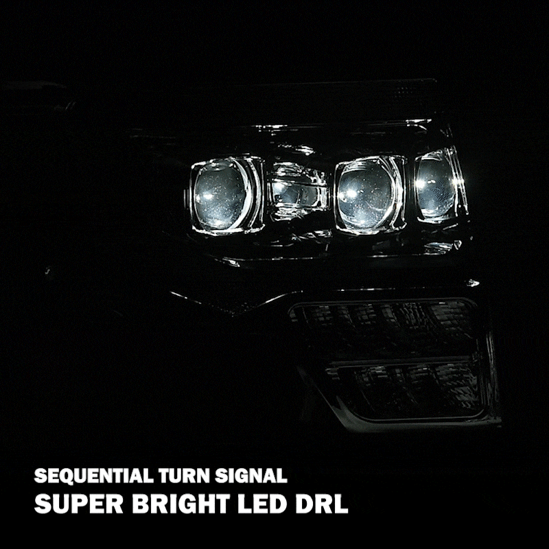 Polished Black Projector Headlights Pair For Ford F-150 2009-2014 – H9 Bulbs Included