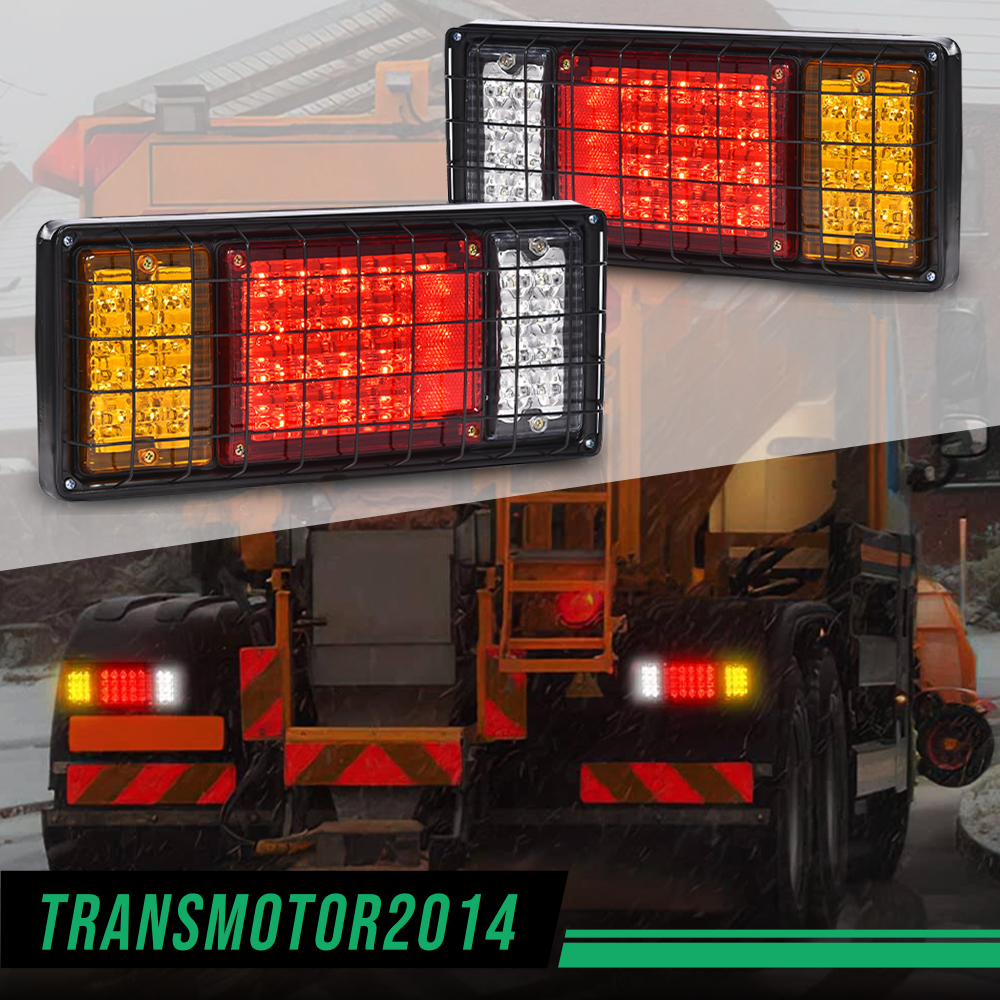 2x 40 LED Tail Light Assembly For Truck Trailer RV Camper – Red/Yellow/White, Brake Turn Signal Reverse Running Lights, 12V Waterproof, SAE/DOT Certified