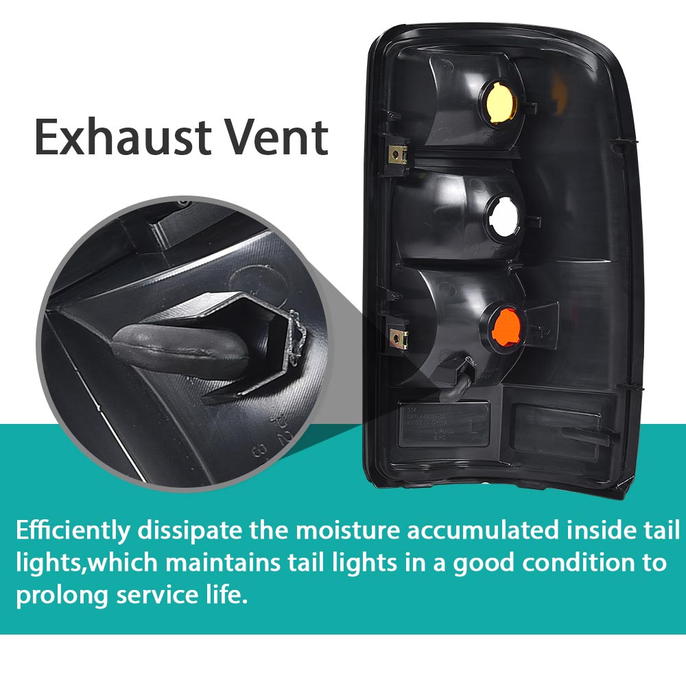 PIT66 1pair Rear Tail Light Fit For 00-06 Chevy Suburban Tahoe W/ Bulbs (w/o Bulbs Clear Lens Chrome Housing